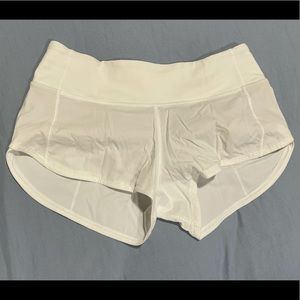 Lululemon white speed up shorts size 2